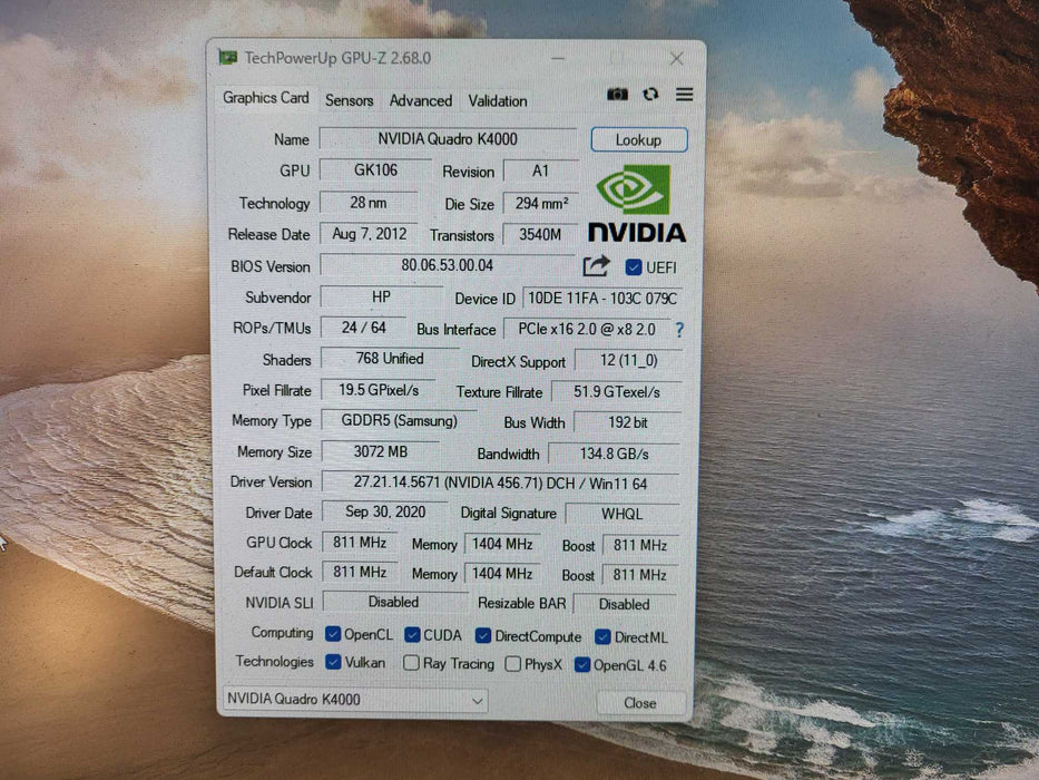 NVIDIA QUADRO K4000 3GB GDDR5 Graphics Card $