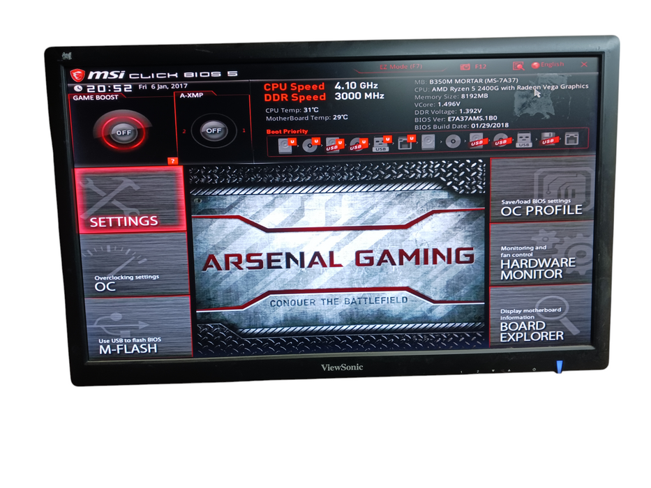 Corsair Custom PC Ryzen 5 2400G MSI B350M Mortar 8GB DDR4 No HDD