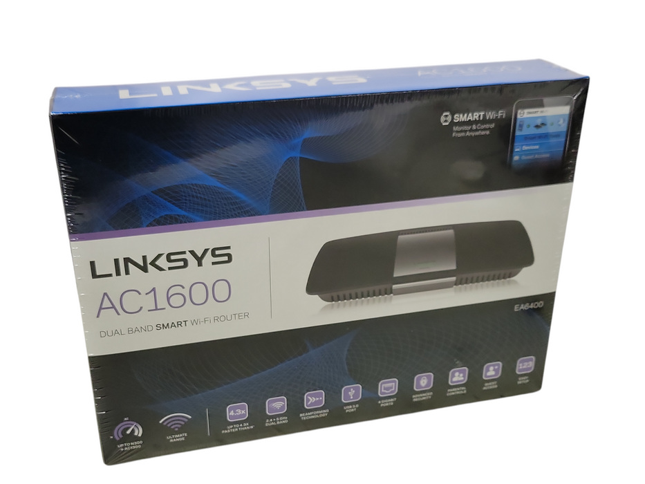 New Linksys AC1600 Dual Band SMART Wi-Fi Router EA6400 Q_