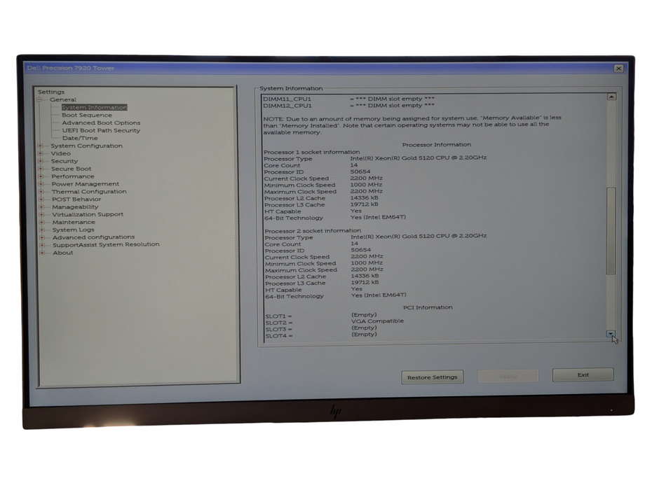 DELL Precision 7920 2x Intel Xeon GOLD 5120 64GB RAM Dual CPU Workstation -