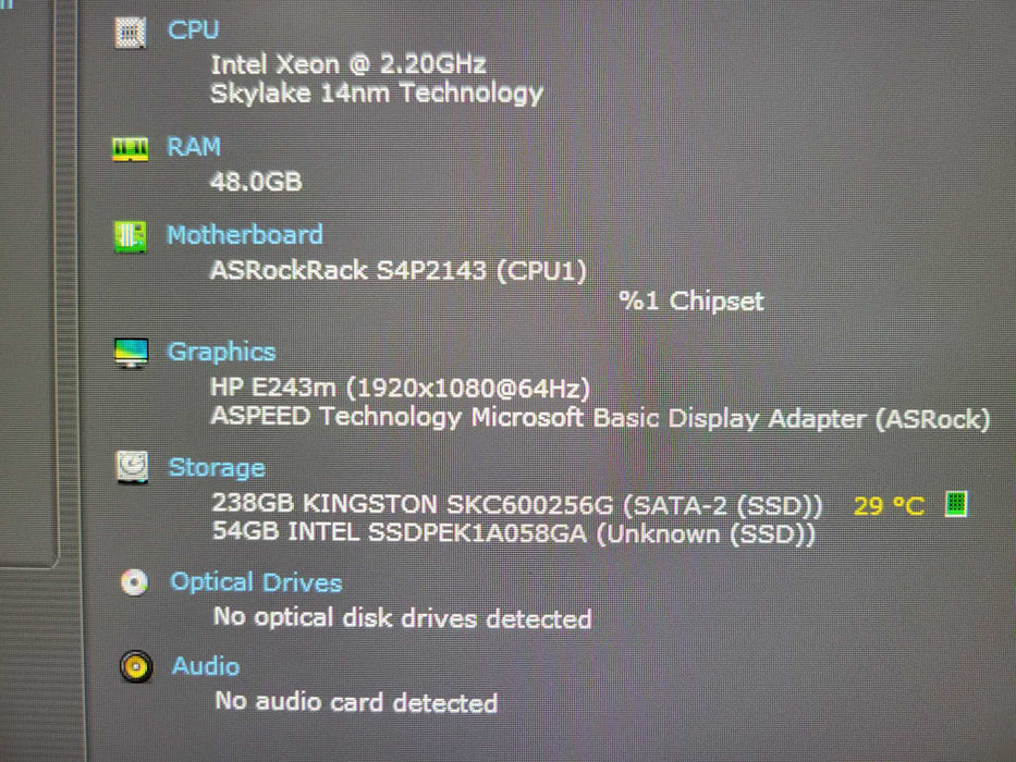 Datto S4P10 1U, Xeon D-2143IT 2.20GHz, 48GB DDR4, 58GB M.2 + 240GB SSD _