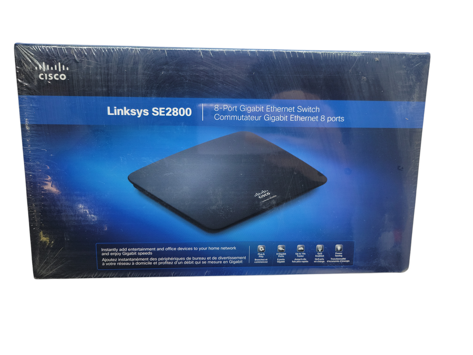 NEW Linksys SE2800 8-Port Gigabit Ethernet Switch (SE2800-CA) %	 Q%