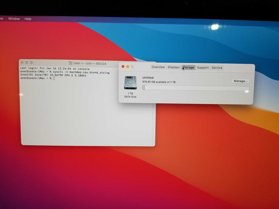 Apple iMac Retina 4K 2015 21.5" intel i5-5675R CPU 3.10GHz 8GB RAM 1TB  Q