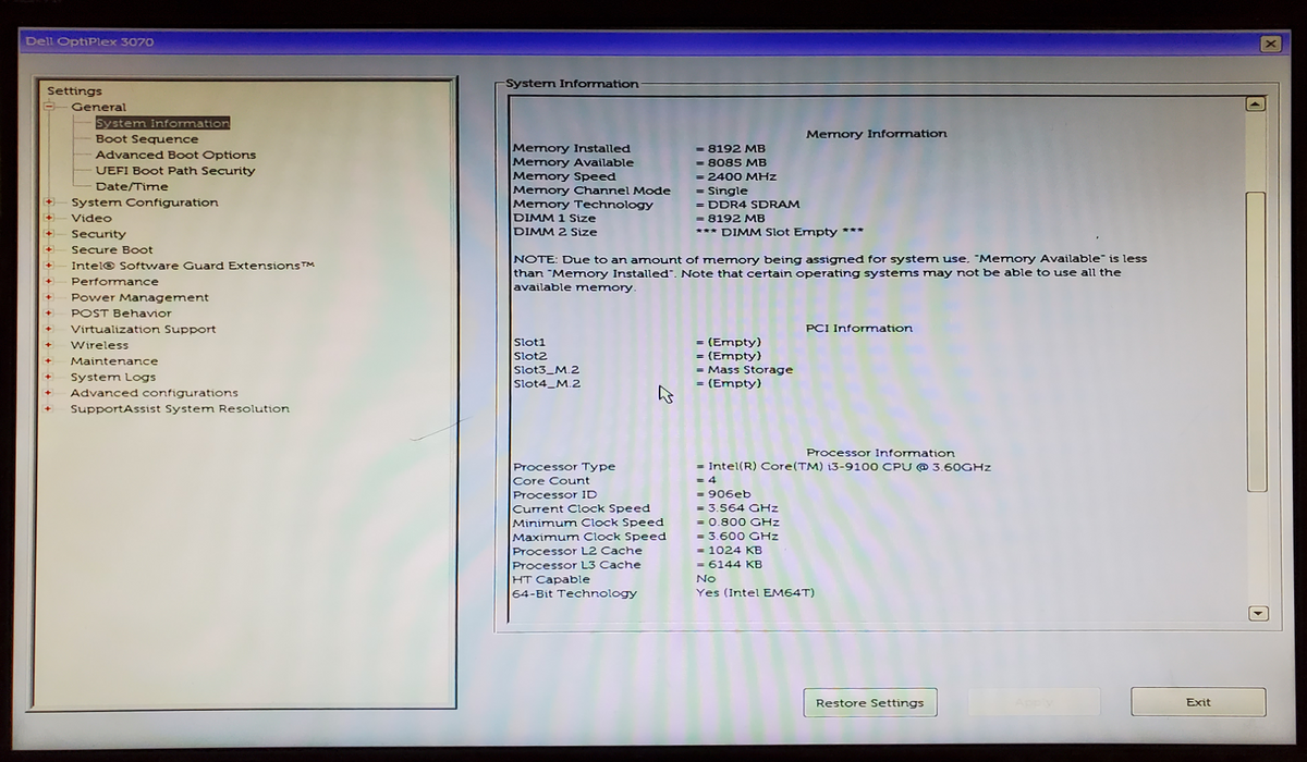 Dell OptiPlex 3070 SFF, Core i3-9100, 8GB DDR4, 256GB SSD