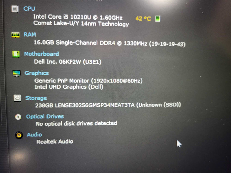 DELL Latitude 5410 i5-10210U @ 1.6GHz 16GB DDR4 256GB NVMe $ Lap200