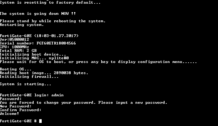 Fortinet Fortigate-60E FG-60E, Network Security Firewall, Factory Reset