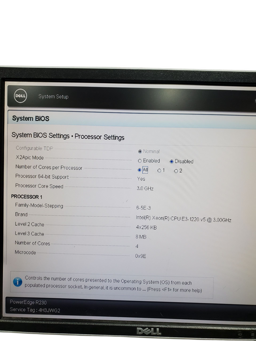 Dell PowerEdge R230 - Xeon E3-1220 v5 64GB RAM NO HDD 250W PSU