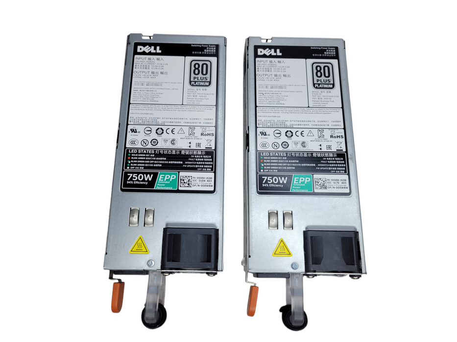 Lot of 2x - Dell 750W Switching PSU (E750E-S1) 00XW8W %