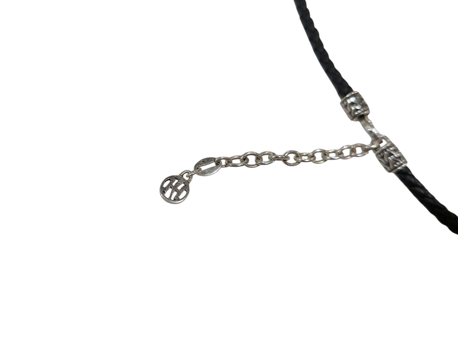 John Hardy Jewelry Necklaces Black Woven Leather .925 Silver 32 Gram Chain  =