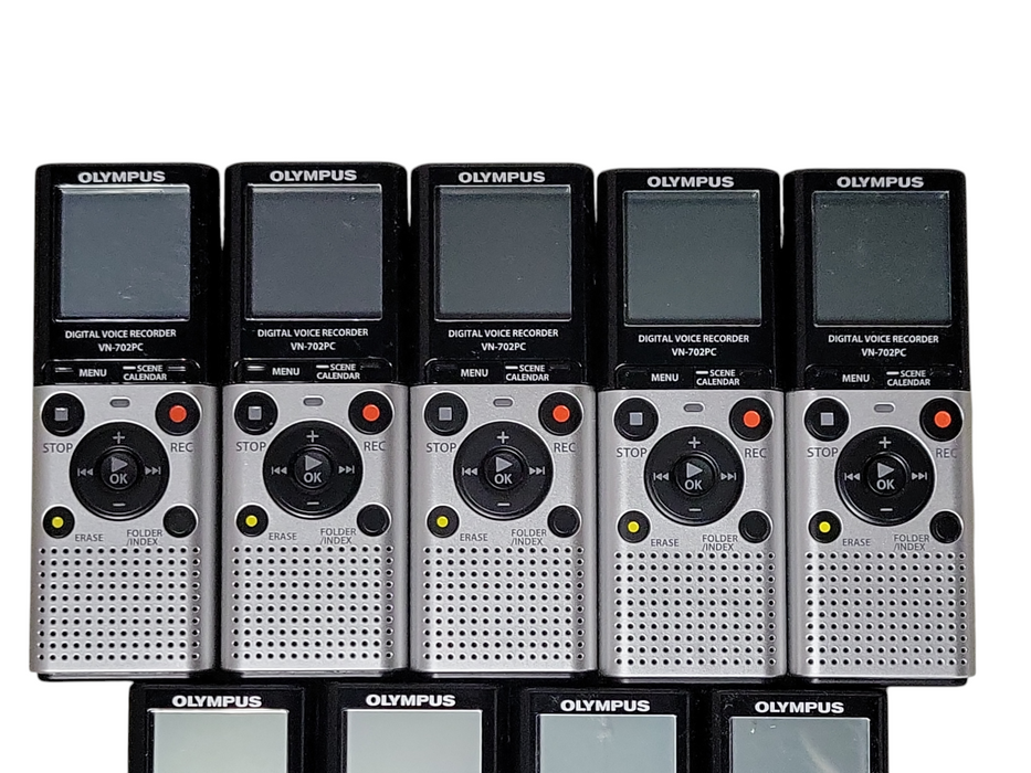 Lot of 9x Olympus digital voice recorder VN-702PC with 8x USB Cables _
