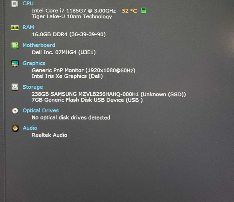 Dell Latitude 7420 Core i7-1185G7@3.00GHz 16GB RAM 256GB SSD  Lap200