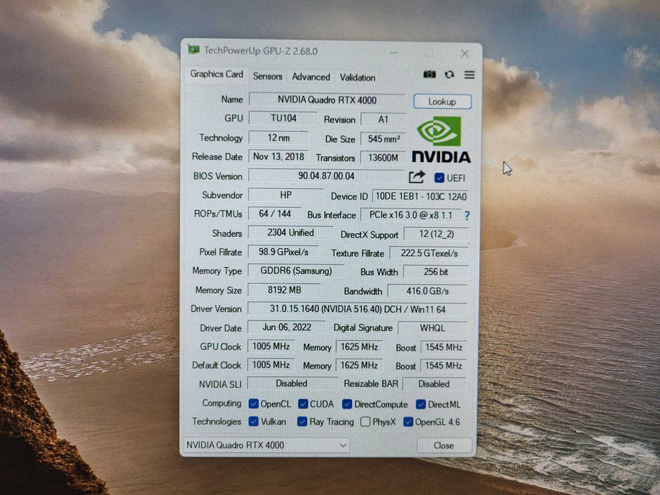 NVIDIA QUADRO RTX 4000 8GB GDDR6 Graphics Card $