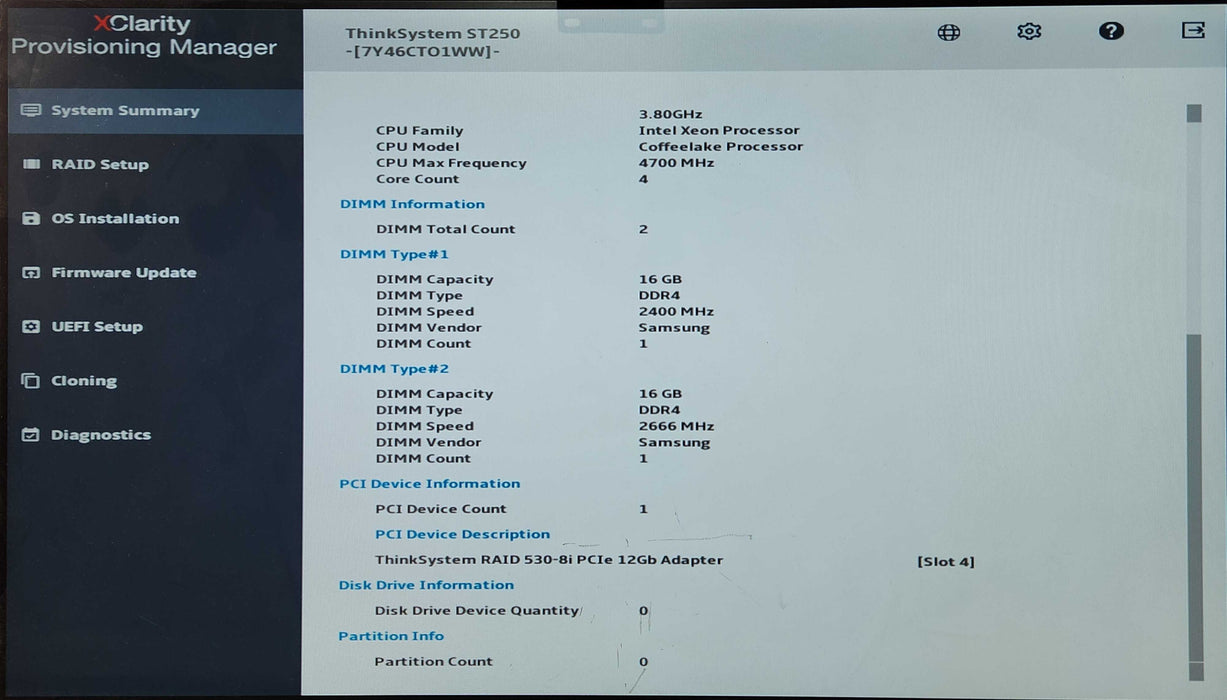 Lenovo ThinkSystem ST250 8x2.5", Xeon E-2174G, 32GB DDR4, RAID 530-8i