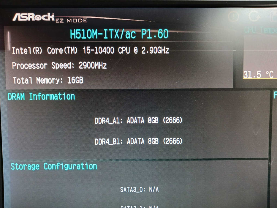 Custom ITX PC Intel i5-10400 @2.90Ghz ASRock H510M-ITX 16GB DDR4 No HDD