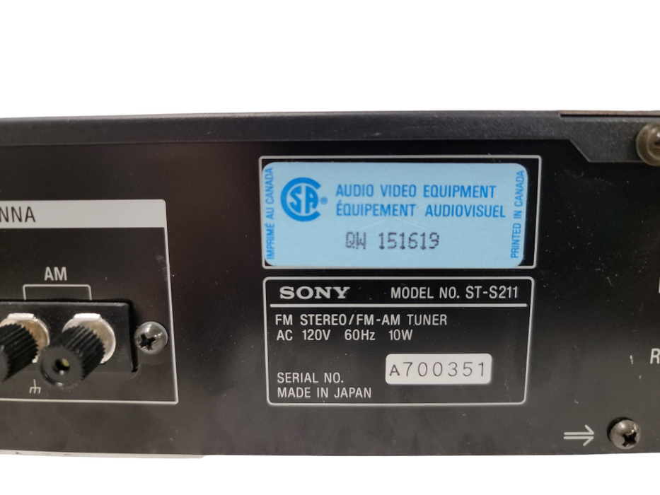 Vintage Sony Model ST-S211 AM/ FM Stereo/Digital Dial Tuner