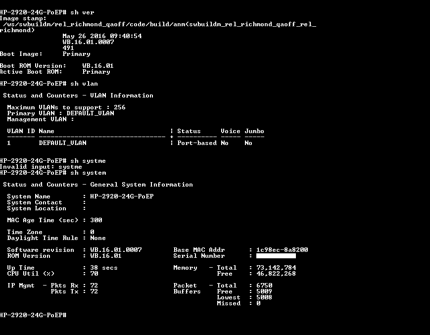 Aruba 2920-24G PoE+ 24-Port Gig Managed Switch J9727A W/ rack mount Ears
