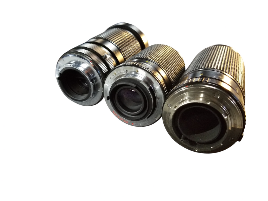 Lot 3x Minolta MD/MC Zoom Lens F=28/80-135mm/200mm/300mm - Untested / Parts