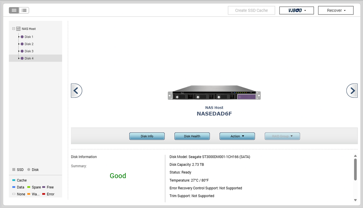 QNAP TS-453U-RP 4-Bays NAS, 8GB RAM, 12TB (4x3TB)HDDs