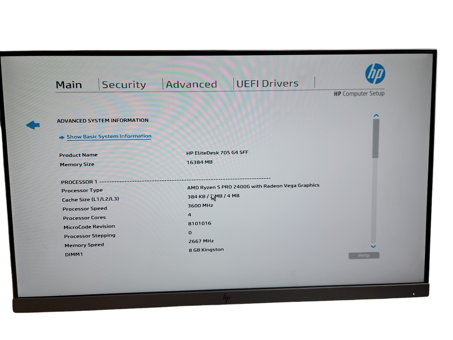 HP EliteDesk 705 G4 SFF AMD Ryzen 5 2400G 16GB DDR4 Ram θ
