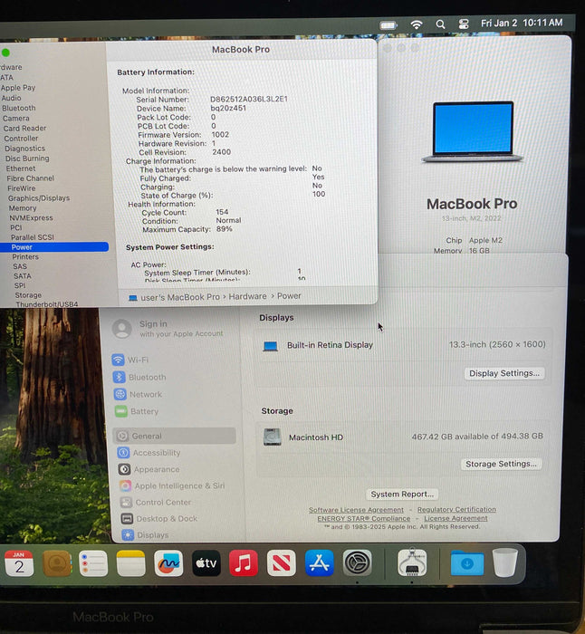Apple MacBook Pro 13" M2 2022 16GB RAM 512GB SSD READ