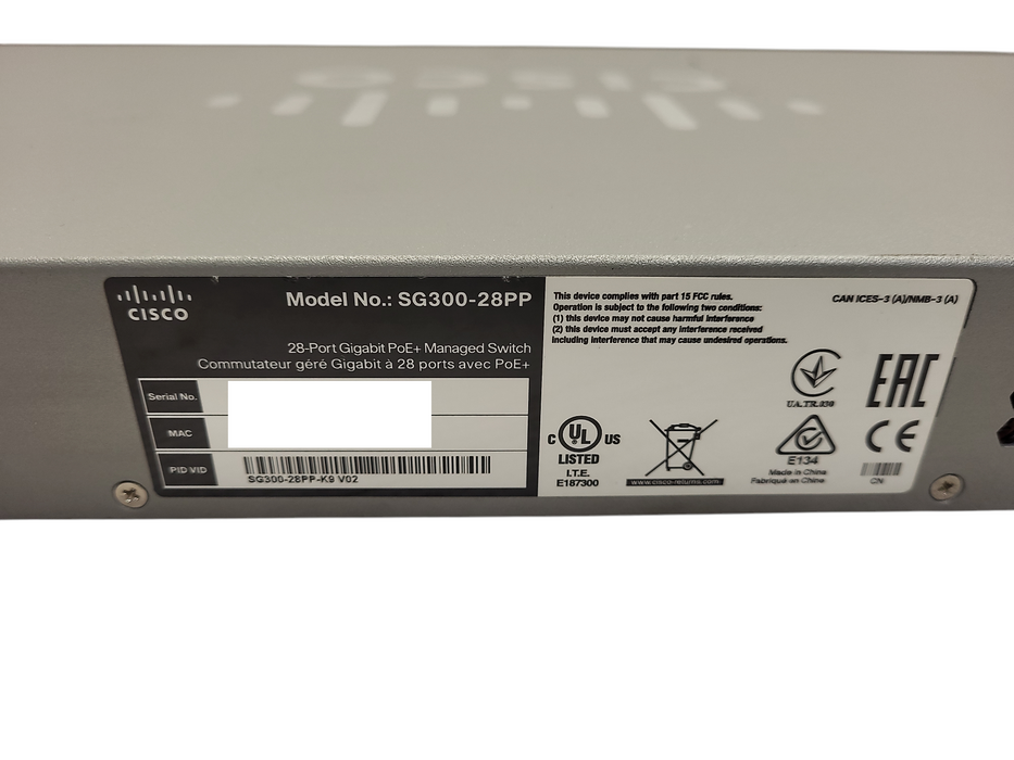 Cisco SG300-28PP-K9 V04 | 28-Port Gigabit PoE+ Managed Switch w/ 2x SFP $