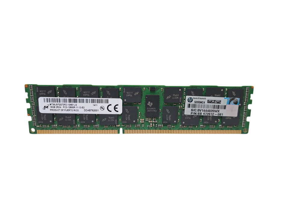 Micron 16GB 2RX4 PC3-12800R DDR3 Server Memory | MT36JSF2G72PZ-1G6E1LG Q)