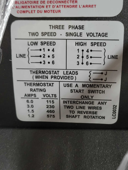 Open-Box Baldor Reliance Industrial Motor N1209T 7.5/1.9 HP, 460V, 1735/865 $