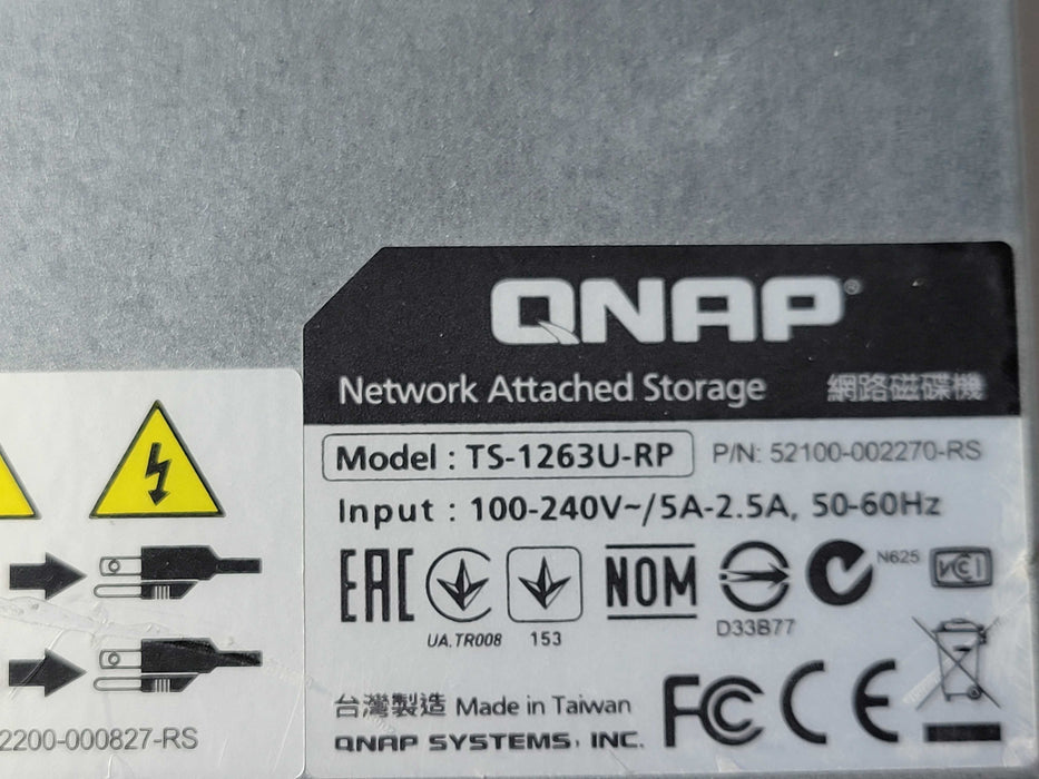 QNAP TS-1263U-RP - 12 BAY NAS With LAN-10G1SR-U Card, 6x 2TB HDDs _