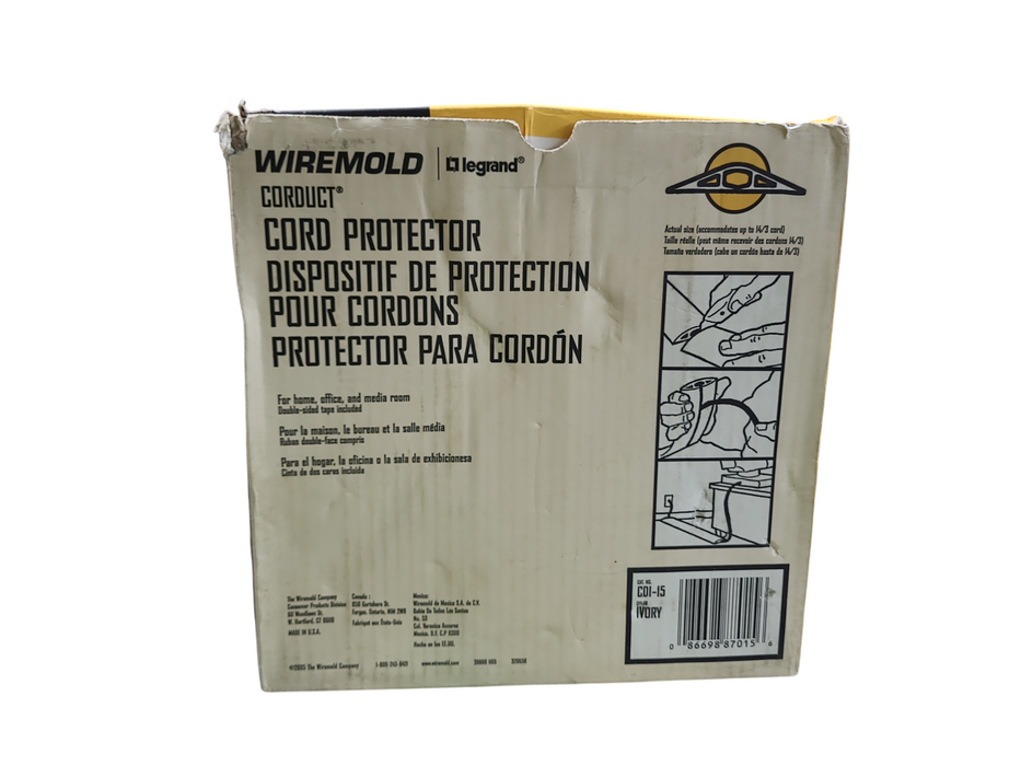 Corduct Wiremold Cord Concealer Cover Protector 15'