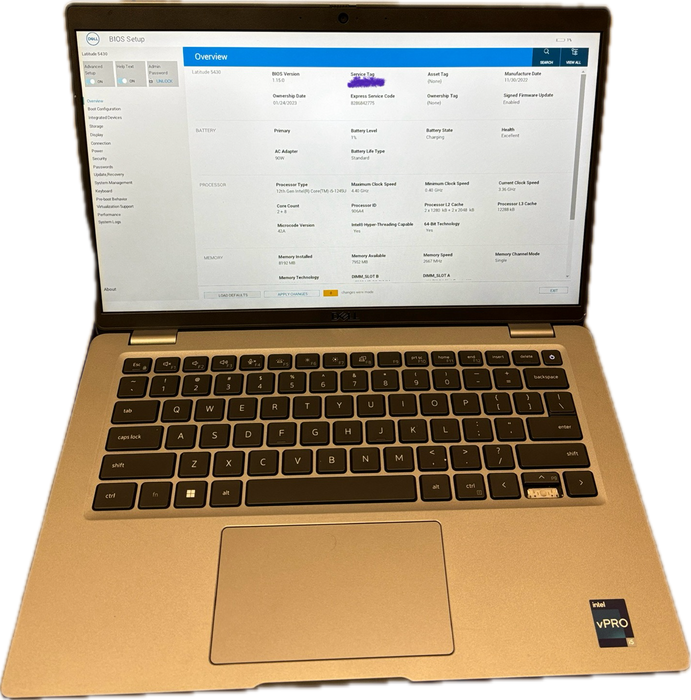 Dell Latitude 543 i5-1245U BIOS Locked Missing Key For Parts/Repair READ!  Lap200