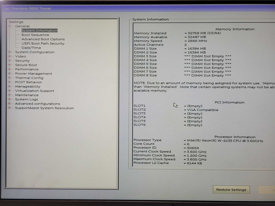 DELL Precision 5820, W-2133 3.6GHz, 32GB, 8TB HDD, 950W, Radeon Pro wx7100 _