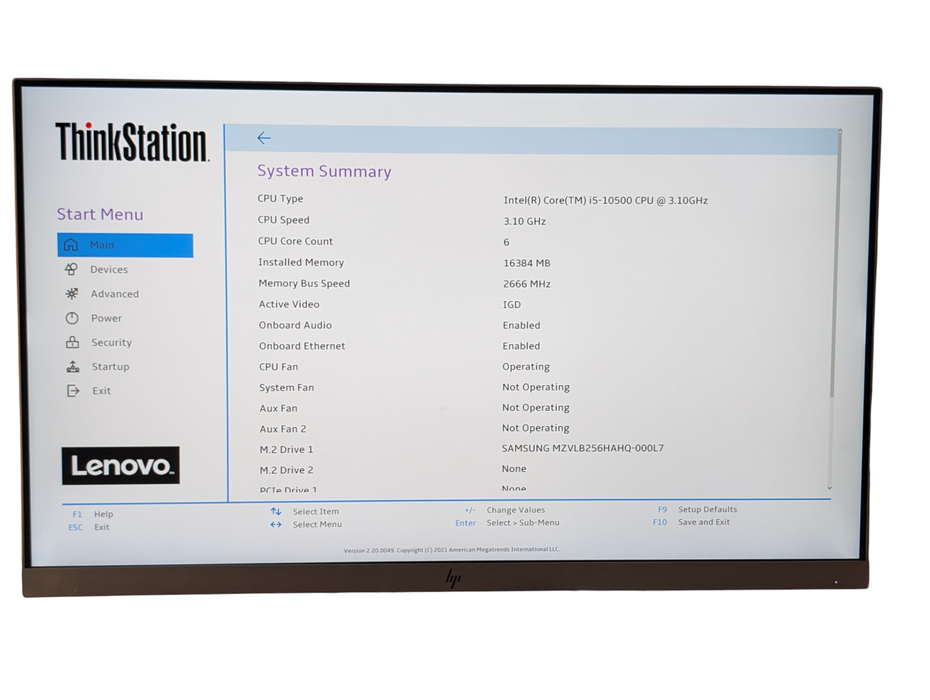 Lenovo ThinkStation P340 Inttel Core i5-10500 16GB RAM 256GB NVMe SSD  -