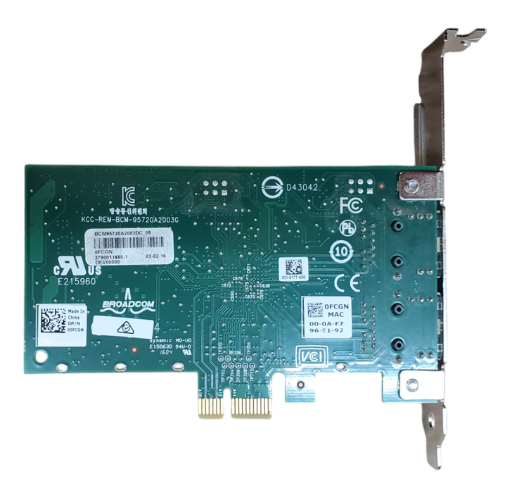 Dell Broadcom 00FCGN Dual Port 1Gbps Ethernet Card