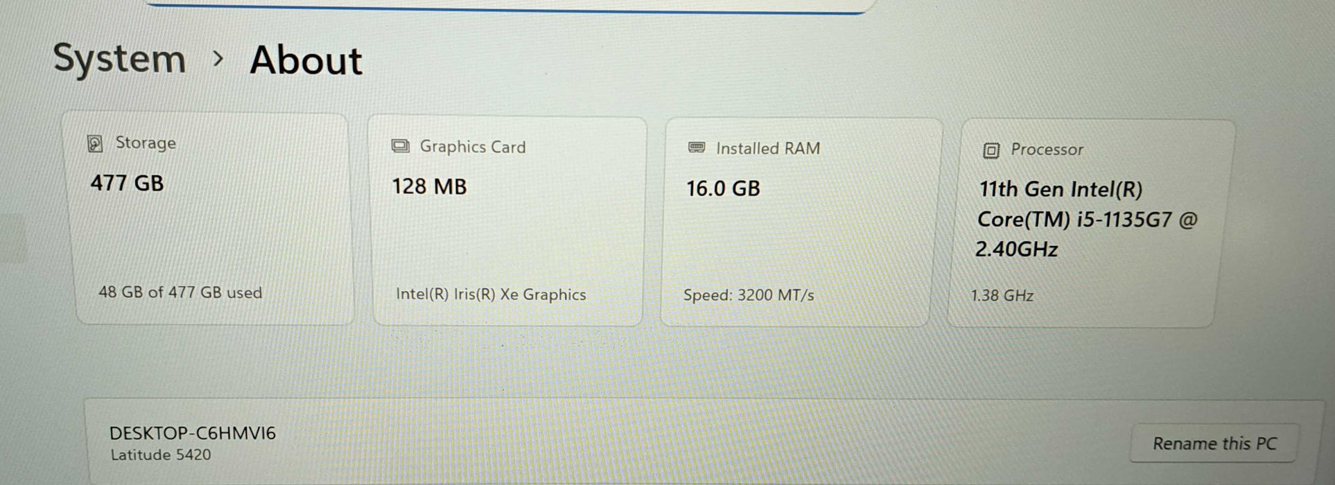 Dell Latitude 5420 | Intel Core i5-1135G7 @2.40GHz, 16GB DDR4, 512GB NVMe ) Lap200
