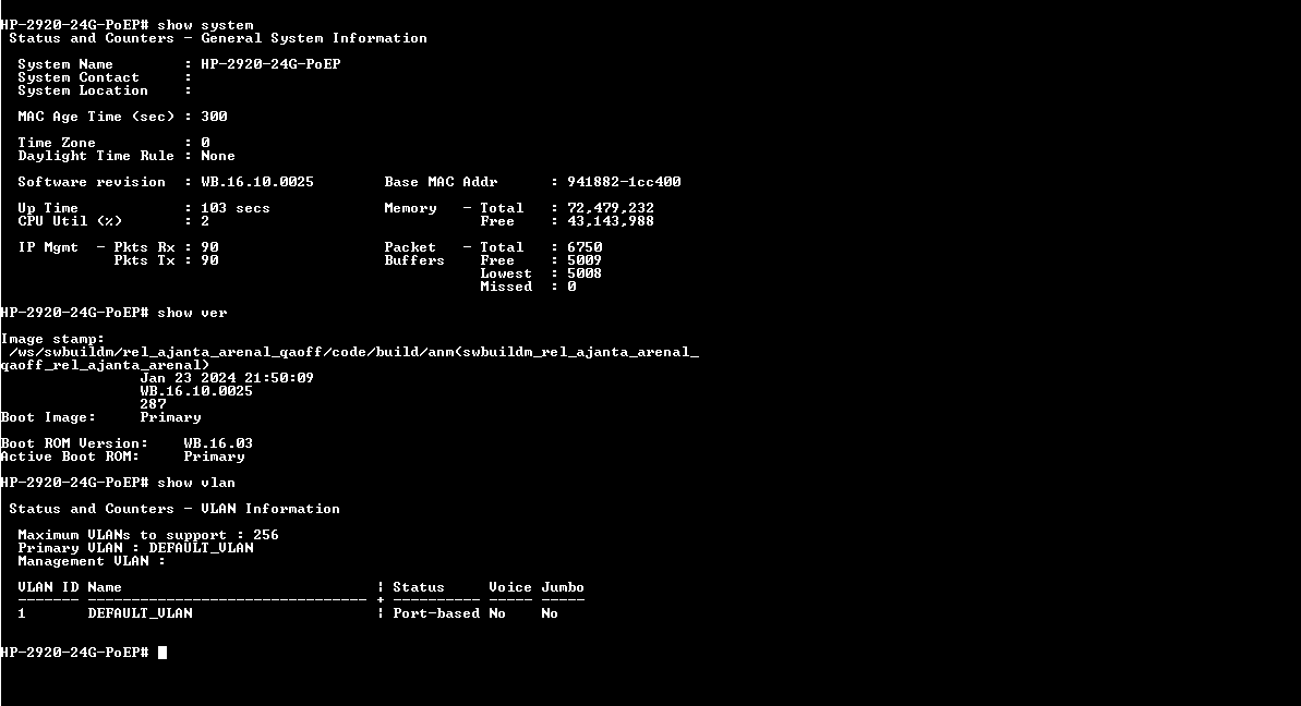 Aruba 2920-24G PoE+ J9727A | 24-Port Gigabit PoE+ Managed Switch )