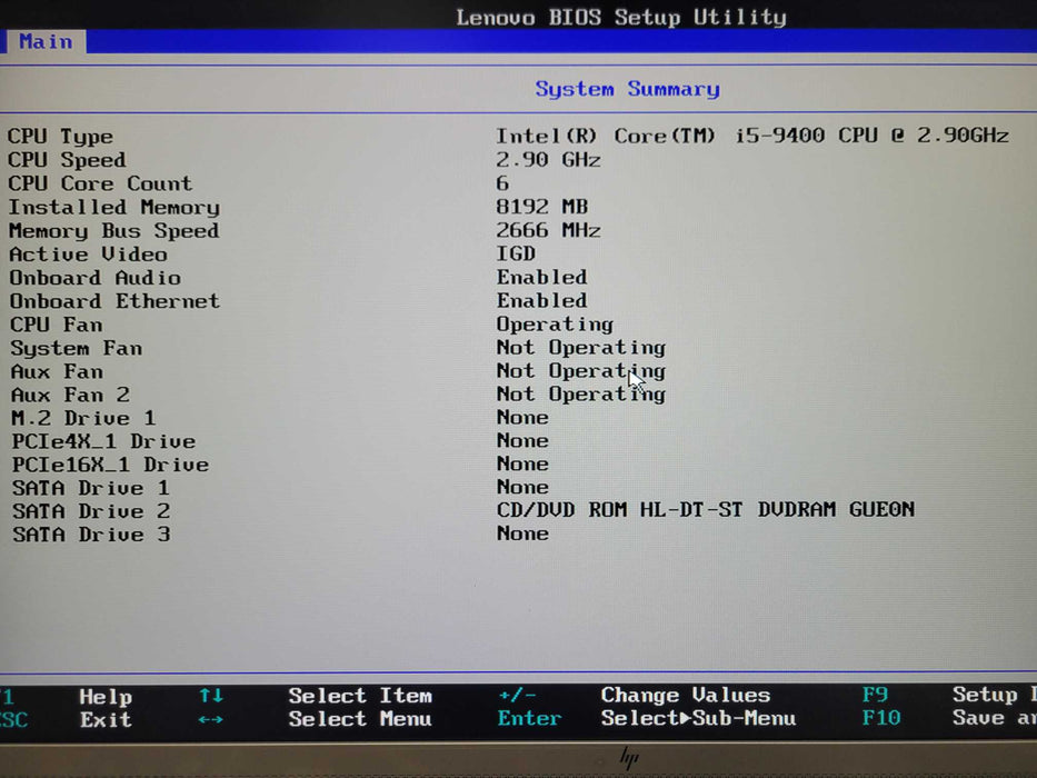 Lenovo Thinkcentre M720T Tower, Intel Core i5-9400 2.90GHz, 8GB RAM No HDD _