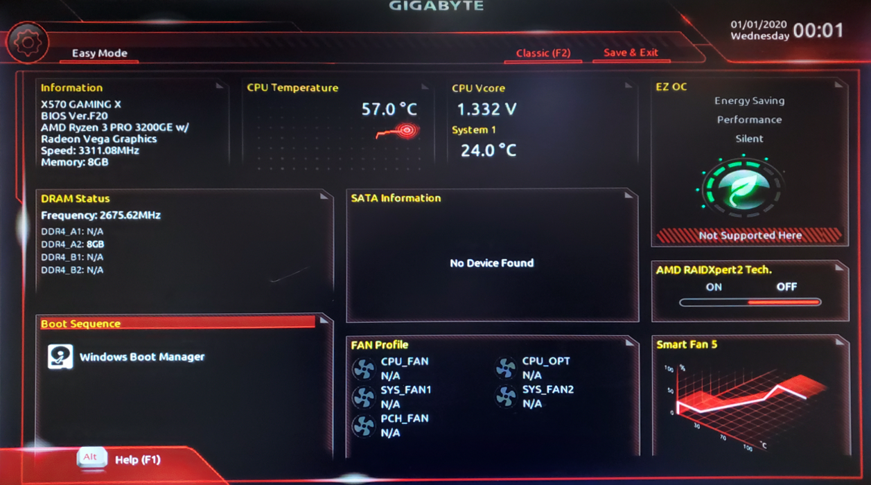 GIGABYTE X570 Gaming X Motherboard - Ryzen 3 PRO 3200GE 8GB DDR4
