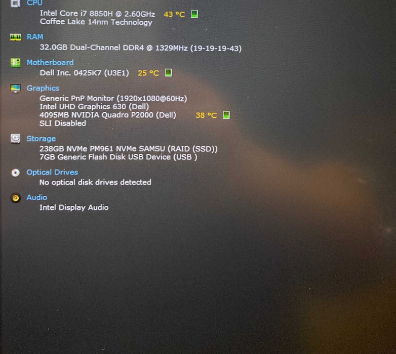 Dell Precision 7530 i7-8850H QUADRO P2000 4GB GPU 32GB RAM 256GB SSD READ!  Lap200