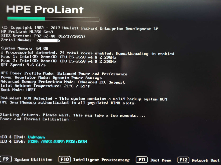 HPE ML350 Gen 9 4U 8x2.5", 2x Xeon E5-2650v4, 64GB DDR4, P440ar, 2x PSU _