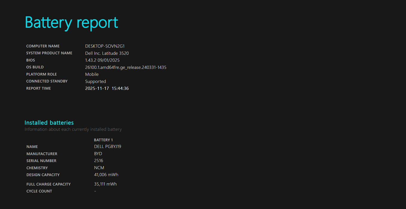 Dell Latitude 3520, i5-1145G7 2.60GHz, 16GB DDR4, 256GB NVMe, No AC  Lap200