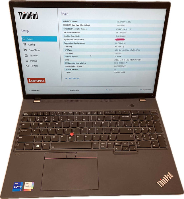 Lenovo ThinkPad T16 Gen 1 Core i7-1260P 16GB RAM For Parts/Repair READ!  Lap200