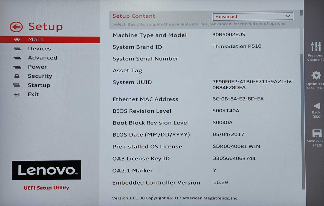 Lenovo ThinkStation P510, Xeon E5-1630 v4, 32GB DDR4, GTX 1060, 1TB HDD