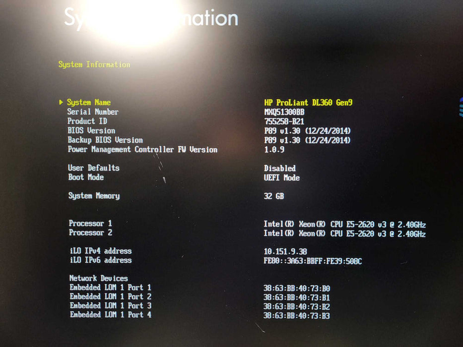HP DL360 Gen9 2x E5-2620 v3 @ 2.40Ghz 32GB RAM P440ar RAID READ $