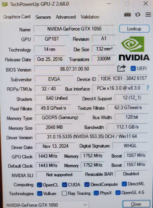 EVGA NVIDIA GeForce GTX 1050 FTW 2GB Graphics Card - 02G-P4-6157-KR