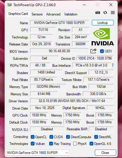 Dell G5 5000 Intel Core i5-10400F CPU 8GB RAM 256GB NVMe GTX 1660 SUPER