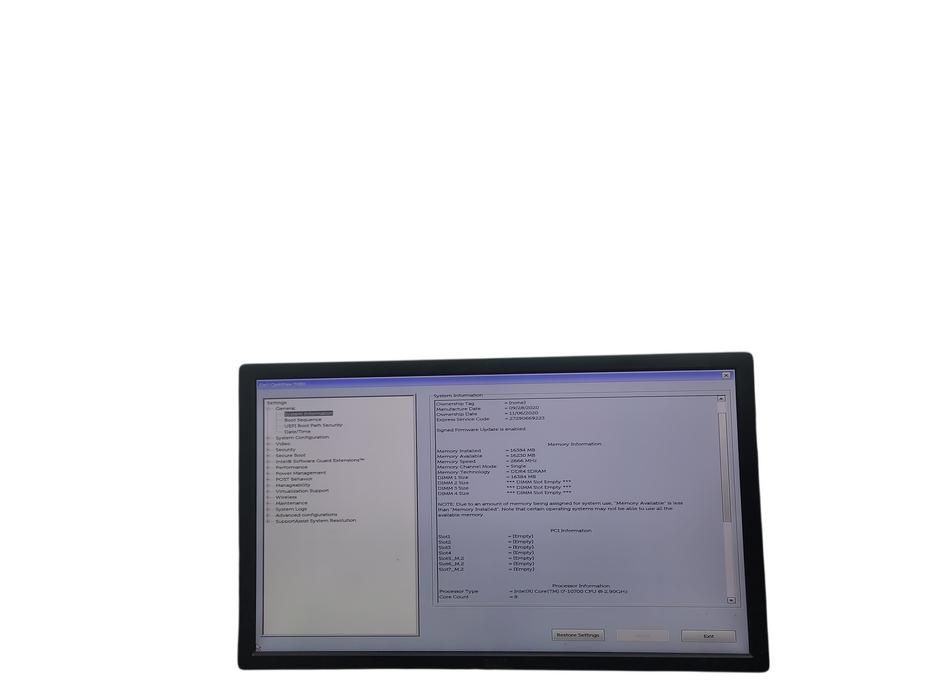 Dell OptiPlex 7080 MT i7 - 10700 @ 2.90GHz 16GB DDR4 Ram No HDD  θ