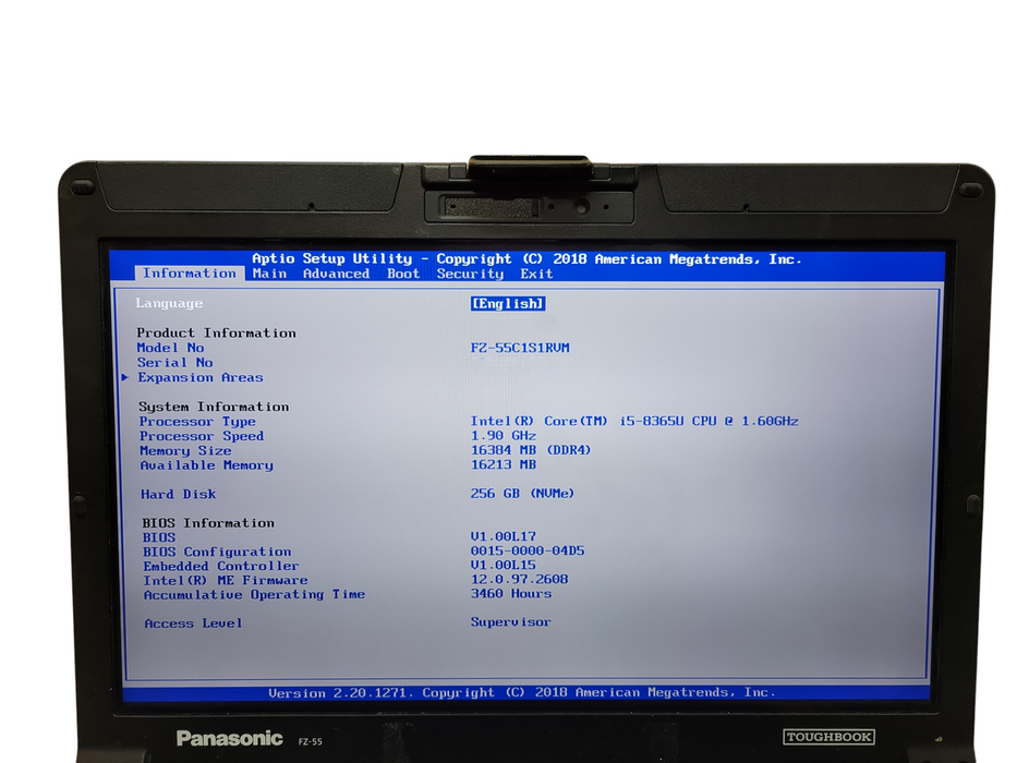 Panasonic Toughbook FZ-55 Touch Intel Core i5-8365U 16GB 256GB NVMe 3460Hours ! Lap200