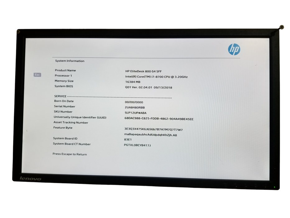 HP EliteDesk 800 G4 SFF, Core i7-8500 @3.20GHz, 16GB RAM DDR4 256GB NVMe  Q