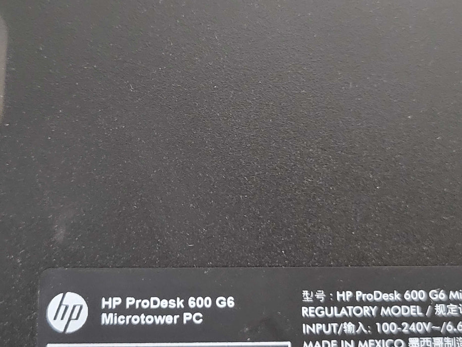 HP proDesk 600 G6 Micro tower PC, No CPU/RAM/HDD, READ _