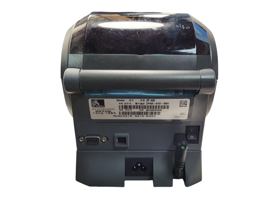 Zebra ZP 450 Thermal Label Printer w/ Power Base | ZP450-0101-0001 $